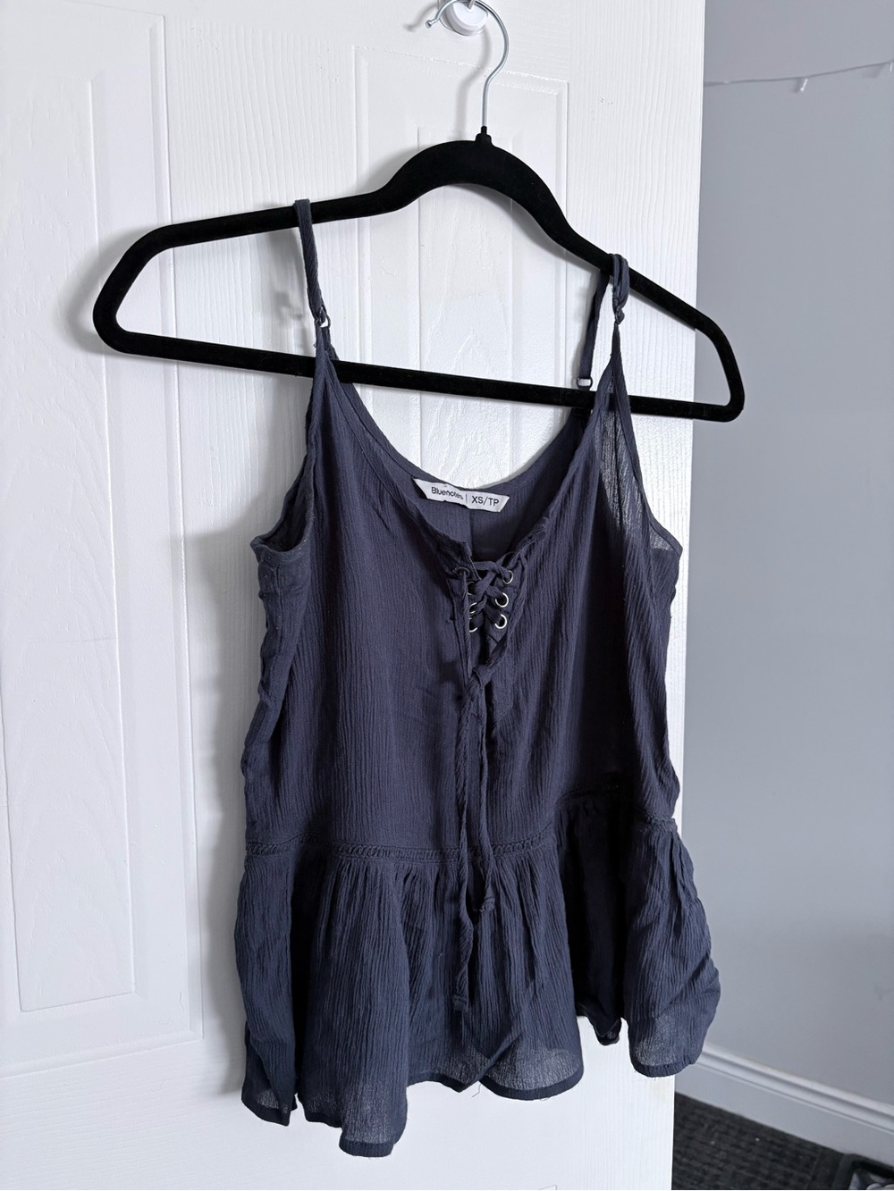 Lace-Up adjustable Strap Tank Top - Navy